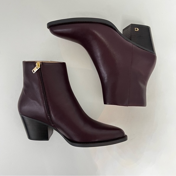 Coach Women Pacey Slip On Pointed Toe Ankle Booties- New In Box - Dark Cranberry - Picture 11 of 16